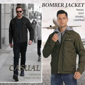img 3 attached to Men'S Fashion Lightweight Bomber Jacket With Removable Hood - JYG Military Style