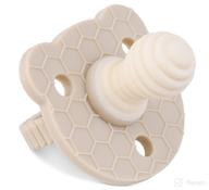 soothipop: freezable & chewable silicone pacifier teething toy for babies 6 months+ - soothes infant sore gums - bear ridge (beige) logo