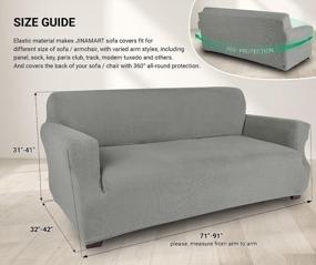 img 1 attached to Stretch Elastic Sofa Slipcover - 1-Piece Grey Couch Cover For 3-Seater Sofas (Large Size) By JINAMART