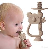 🐨 safe and fun moonkie 360° baby toothbrush teether - bpa free silicone suction teething toys for babies (koala warm taupe) logo