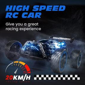 img 3 attached to Tecnock RC Racing Car, 2.4Ghz High Speed Remote Control Car, 1:18 2WD Toy Cars Buggy For Boys & Girls With Two Rechargeable Batteries For Car, Gift For Kids(Blue&Light)