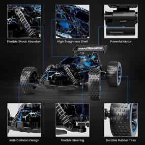 img 1 attached to Tecnock RC Racing Car, 2.4Ghz High Speed Remote Control Car, 1:18 2WD Toy Cars Buggy For Boys & Girls With Two Rechargeable Batteries For Car, Gift For Kids(Blue&Light)