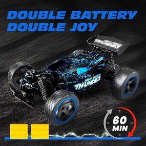 img 2 attached to Tecnock RC Racing Car, 2.4Ghz High Speed Remote Control Car, 1:18 2WD Toy Cars Buggy For Boys & Girls With Two Rechargeable Batteries For Car, Gift For Kids(Blue&Light)