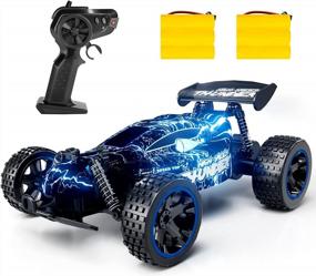img 4 attached to Tecnock RC Racing Car, 2.4Ghz High Speed Remote Control Car, 1:18 2WD Toy Cars Buggy For Boys & Girls With Two Rechargeable Batteries For Car, Gift For Kids(Blue&Light)