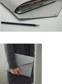 img 1 attached to A4 Fabric Document File Folder Pocket Tablet Sleeve Bag For IPad Kit Pouch Briefcase With Snap Button Wallet Handbag - Black