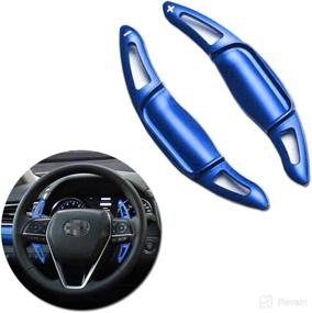 img 4 attached to Gosccess Aluminum Steering Wheel Shift Paddle Shifter Extension Covers For 2018 2019 Camry (Blue): Enhance Your Driving Experience!