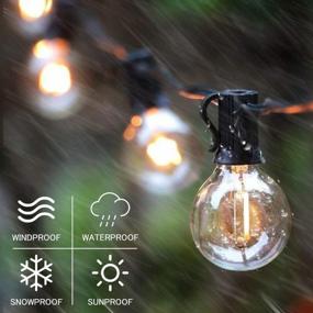 img 2 attached to Waterproof Solar String Lights For Outdoor Use - 27Ft Patio Lights With 13 Shatterproof G40 LED Bulbs, Solar Powered And Ideal For Backyard, Garden, Porch, Deck, Bistro, Camping, And Party Decor