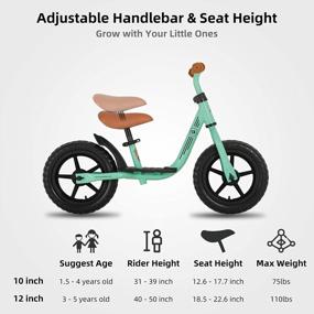 img 1 attached to JOYSTAR 10"/12" Kids Balance Bike For Girls & Boys, Ages 18 Months To 5 Years, Toddler Balance Bike With Footrest & Adjustable Seat Height, First Birthday For Child (Black Blue Green Pink)