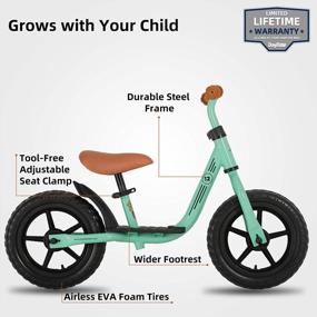 img 3 attached to JOYSTAR 10"/12" Kids Balance Bike For Girls & Boys, Ages 18 Months To 5 Years, Toddler Balance Bike With Footrest & Adjustable Seat Height, First Birthday For Child (Black Blue Green Pink)