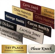 customizable engraved name badges and trophy labels - multiple size and attachment options available logo