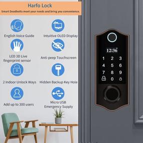 img 2 attached to HARFO Electronic Keypad Deadbolt Door Lock With Handle Set, Fingerprint Smart Digital Entry Lock, Aged Bronze Finish