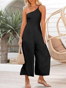 img 1 attached to Caracilia Women'S Summer Jumpsuit Romper: One Shoulder Straps, Pleated High Waist & Pockets