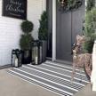 kahouen 27.5"x43" black & white striped outdoor rug - hand woven cotton washable layered doormat for porch/kitchen/laundry room/farmhouse/entryway logo