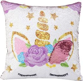 img 2 attached to Unicorn Gifts Mermaid Reversible Sequin Throw Pillow Cover Decorative Cushion Case For Girls Room Decor, Light Pink Color (1 Pack)