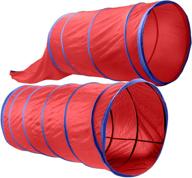 🐶 dual option dog agility tunnel: open or blind, connected or separate | fun training equipment for large dogs | 14 ft size logo