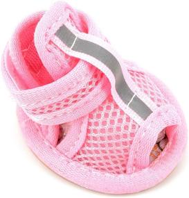 img 2 attached to 🐾 ZUNEA Summer Mesh Breathable Dog Shoes Sandals: Non-Slip Paw Protectors for Small Pet Dog Cat Puppy, Reflective & Adjustable Girls Female, in Pink 1#