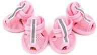 🐾 zunea summer mesh breathable dog shoes sandals: non-slip paw protectors for small pet dog cat puppy, reflective & adjustable girls female, in pink 1# logo