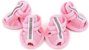 img 4 attached to 🐾 ZUNEA Summer Mesh Breathable Dog Shoes Sandals: Non-Slip Paw Protectors for Small Pet Dog Cat Puppy, Reflective & Adjustable Girls Female, in Pink 1#