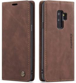 img 4 attached to Stylish and Functional Samsung Galaxy S9+ Plus Wallet Case Cover - Magnetic Stand Flip, Retro Leather Purse Design, with Card Slots - Coffee