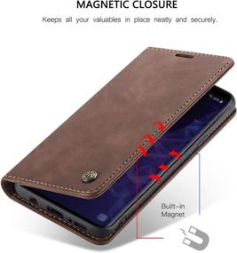 img 1 attached to Stylish and Functional Samsung Galaxy S9+ Plus Wallet Case Cover - Magnetic Stand Flip, Retro Leather Purse Design, with Card Slots - Coffee