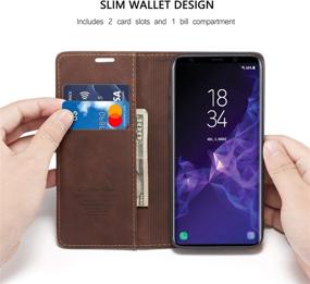 img 3 attached to Stylish and Functional Samsung Galaxy S9+ Plus Wallet Case Cover - Magnetic Stand Flip, Retro Leather Purse Design, with Card Slots - Coffee