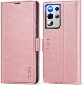 img 4 attached to TUCCH Rose Gold Wallet Case For Galaxy S21 Ultra With RFID Blocking And TPU Shockproof Interior: The Perfect Combination Of Style And Protection