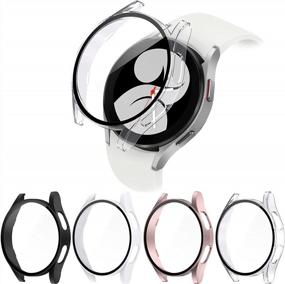 img 4 attached to NANW [4-Pack] Hard PC Case with Tempered Glass Screen 📱 Protector for Samsung Galaxy Watch 4 - All-Around Protection for Your Smartwatch