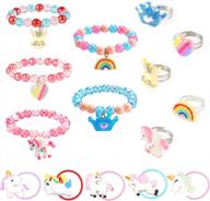 15 piece toddler bracelets and rings set, animal themed pretend play bracelets for little girls, perfect birthday gift and dress up game props by lovestown logo