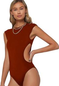 img 1 attached to Milumia Sleeveless Bodysuit Unitard Jumpsuit Women's Clothing and Jumpsuits, Rompers & Overalls