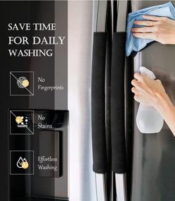 img 1 attached to Set Of 5 Nuovoware Refrigerator Door Handle Covers - Protect Appliances, Keep Clean From Smudges, Fingerprint And Oil Stains With Washable & Antiskid Decor Cloth In Black