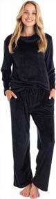 img 4 attached to Get Cozy In Style With Softies' Black Feather Velour Funnel Neck Lounge Set In Size S