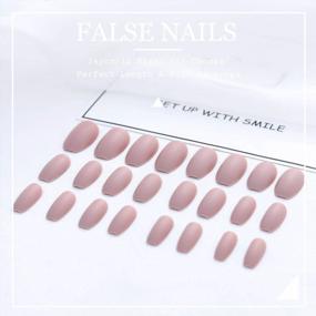 img 3 attached to Chic And Classy: 24PCS Edary Ballerina Fake Nails In Nude Pure Color Matte Coffin Design For Women