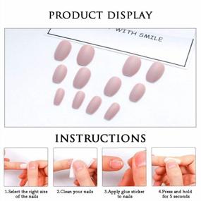 img 2 attached to Chic And Classy: 24PCS Edary Ballerina Fake Nails In Nude Pure Color Matte Coffin Design For Women