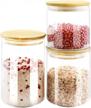 set of 3 cyimi glass canisters with airtight seal bamboo lids - perfect for candy, coffee, cookies, rice, sugar - kitchen food storage jars in 550+750+950ml sizes logo