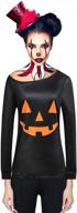 women's small black pumpkin t shirt - sexy & funny halloween sslr long sleeve off shoulder logo