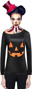 img 4 attached to Women'S Small Black Pumpkin T Shirt - Sexy & Funny Halloween SSLR Long Sleeve Off Shoulder