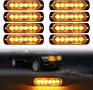 dibms led strobe warning lights: 8x amber yellow flashing caution lights for vehicles - ideal for construction, trucks, off-road, atv, suv логотип