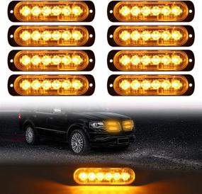 img 4 attached to DIBMS LED Strobe Warning Lights: 8x Amber Yellow Flashing Caution Lights for Vehicles - Ideal for Construction, Trucks, Off-road, ATV, SUV