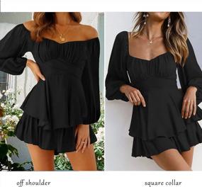 img 1 attached to Women'S Boho Off Shoulder Romper Jumpsuit With Ruffle Chiffon Shorts