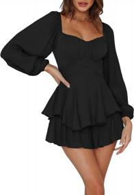 img 4 attached to Women'S Boho Off Shoulder Romper Jumpsuit With Ruffle Chiffon Shorts