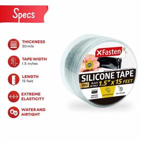 img 3 attached to XFasten Self Fusing Silicone Tape Pro: атмосферостойкое уплотнение толщиной 30 мил для наружных коаксиальных кабелей, электрических кабелей и утечек в трубах | 1,5 дюйма х 15 футов, черный