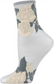 img 4 attached to Find Elegance In Transparency With MeMoi'S Rose Garden Sheer Ankle Socks