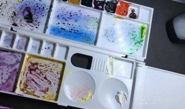 img 1 attached to Transon Paint Palette Box With 29 Color Mixing Wells And 1 Liner Brush - Ideal For Artists And Painting Projects review by Greg Boulden