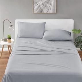 img 1 attached to DEGREES OF COMFORT Coolmax Cooling Sheets: Queen Size Bed Sheet Set for Hot Sleepers – Soft Fabric with Deep Pocket 4PC, Light Grey