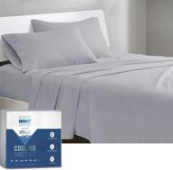 degrees of comfort coolmax cooling sheets: queen size bed sheet set for hot sleepers – soft fabric with deep pocket 4pc, light grey logo