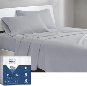 img 4 attached to DEGREES OF COMFORT Coolmax Cooling Sheets: Queen Size Bed Sheet Set for Hot Sleepers – Soft Fabric with Deep Pocket 4PC, Light Grey