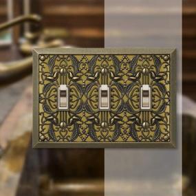 img 2 attached to Amerelle Filigree Triple Toggle Cast Metal Wallplate In Antique Brass