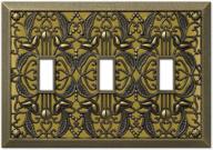 amerelle filigree triple toggle cast metal wallplate in antique brass logo