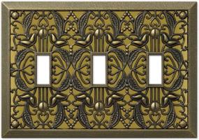 img 4 attached to Amerelle Filigree Triple Toggle Cast Metal Wallplate In Antique Brass