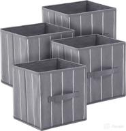 📦 deconovo set of 4 foldable storage bins: a stylish and practical nursery organizer for kids room with dual handle, 10.5x10.5x11 inch - grey, stripe pattern логотип